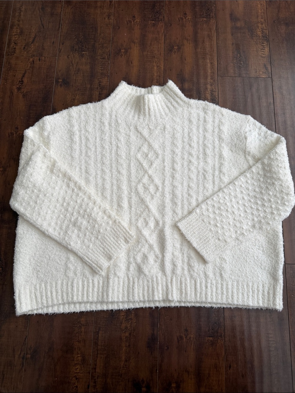 Matilda Jane (Good Hart) Cream Cable & Textured Mock Neck Sweater